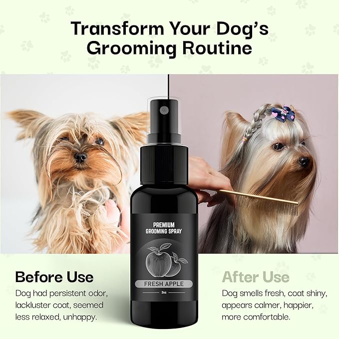 605Products Premium Dog Cologne & Odor Eliminator - Long Lasting Puppy Perfume, Deodorant Grooming Spray with Essential Oils, 2oz Fresh Apple (3-Pack)