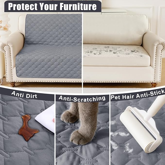 Smiry Waterproof Dog Blanket, Soft Dog Bed Cover Pet Blanket, Reversible Couch Cover for Dogs Washable, Pet Couch Covers for Sofa Furniture Protector for Puppy Cat (30x53 Inch, Grey/Dark Grey)
