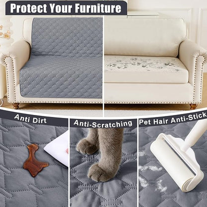 Smiry Waterproof Dog Blanket, Soft Dog Bed Cover Pet Blanket, Reversible Couch Cover for Dogs Washable, Pet Couch Covers for Sofa Furniture Protector for Puppy Cat (68x82 Inch, Grey/Dark Grey)