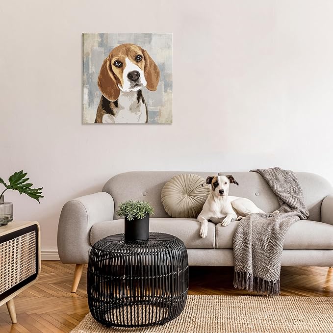 Stupell Industries Dog Beagle Patiently Waiting Abstract Backdrop Pet Collage, Design by Keri Rodgers