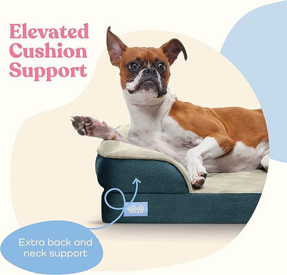 Orthopedic Sofa Dog Bed - Ultra Comfortable Dog Bed for Large Dogs - Breathable & Waterproof Pet Bed- Egg Foam Sofa Bed with Extra Head and Neck Support - (XX-Large, Blue & White)