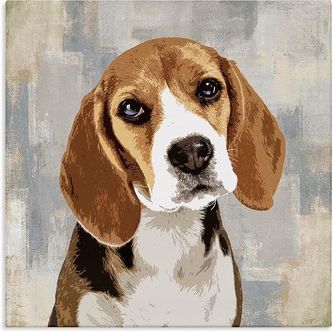 Stupell Industries Dog Beagle Patiently Waiting Abstract Backdrop Pet Collage, Design by Keri Rodgers