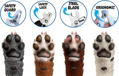 Belizay Dog & Cat Professional Pets Nail Clippers and Trimmers with Poop Bag Rolls Set, Cat and Dog Nail Clippers for Small Dogs with Safety Guard to Avoid Over Cutting. Large Size
