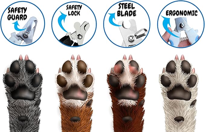 Belizay Dog & Cat Professional Pets Nail Clippers and Trimmers with Poop Bag Rolls Set, Cat and Dog Nail Clippers for Small Dogs with Safety Guard to Avoid Over Cutting. Small Size