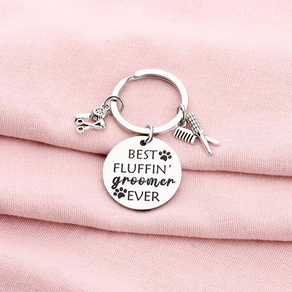 Dog Groomer Jewelry Dog Groomer Gift Dog Grooming Jewelry Pet Groomer Gift Best Fluffin' Groomer Ever Keychain