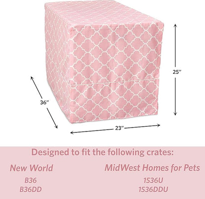New World Pet Products Dog Crate Cover Featuring Teflon Fabric Protector, Dog Crate Cover Fits Midwest 36-Inch Dog Crates, Pink Designer Pattern