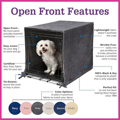 Pet Dreams Dog Crate Cover - Breathable Fabric Kennel Topper for Single-Door Crates, Fits iCrate Dog Cages 18, 24, 30, 36, 42, 48 Inches (Ivory, Medium, 30")