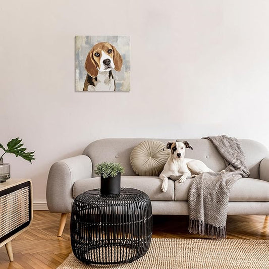 Stupell Industries Dog Beagle Patiently Waiting Abstract Backdrop Pet Collage, Design by Keri Rodgers