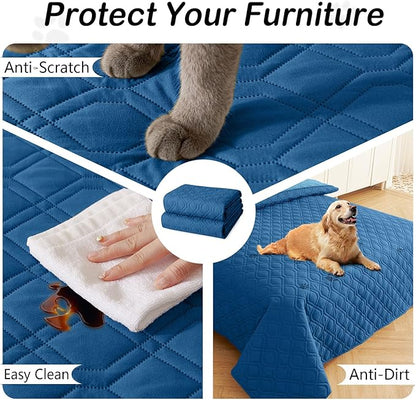 hyha Waterproof Dog Bed Blanket, Soft Dog Bed Cover Pet Blankets, Washable Couch Sofa Cover for Dogs, Reversible Pet Sofa Covers for Furniture (52x82 Inch, Navy Blue/Blue)