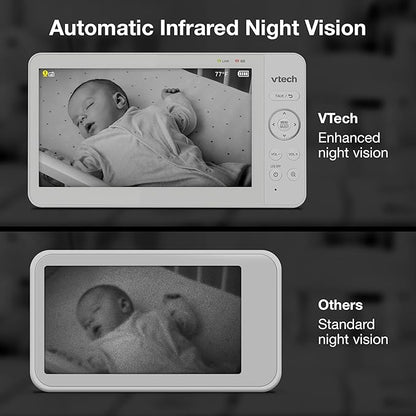 VTech Video Baby Monitor with 7" Color LCD Screen, Portable, Long Battery Life, Clear Audio/Video Quality, Secure Tranmission, No Wi-Fi, 2-Way Audio, Temperature Sensor, Travel Monitor: 819 Max
