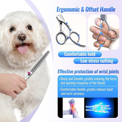 Chunkers Dog Grooming Scissors 7.0 in Professional Thinning Shears for Dogs Pet Grooming Scissors Chunkers Shears Dog Grooming Japan 440C 70% Thinning Rate 18 Teeth(7.0'',Chunkers)