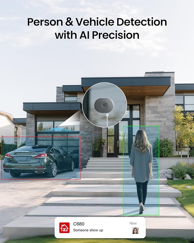 ZOSI 4 x C680 2K Window Security Camera with Full Color Night Vision, 3MP Indoor Plug-in WiFi Camera for Home Security, Human Vehicle Detection, 2.4/5GHz WiFi, 24/7 Recording, Easy & Quick Install