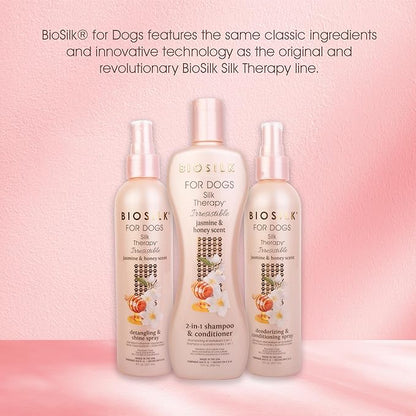 BioSilk for Dogs Silk Therapy Irresistible Detangling and Shine Spray, Scented, Jasmine and Honey Scent, Paraben Free, Made in The USA, 8 FL Ounces