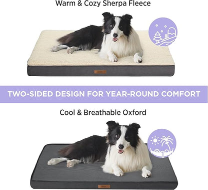 Lesure Dog Bed Cover - Extra Large Dog Bed Washable Removable Cover, Replacement Cover for Orthopedic Pet Mad Beds, 54x44x4 Inches Grey