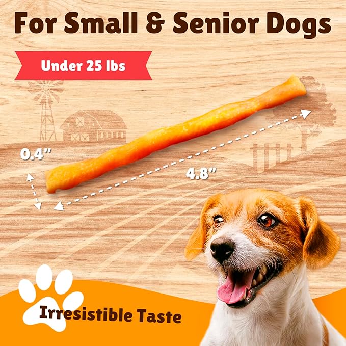 Gootoe Soft Turkey Tendon Stirip with Pumpkin 3oz, Chewy Snack, USA-Sourced Turkey Tendon, Premium Training Chews, Hypoallergenic, Reseal Value Bags, Ideal for Small & Senior Dogs