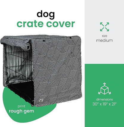 Molly Mutt Rough Gem Dog Crate Cover, 100% Cotton Canvas Cover with 2 Roll-Up Panels, Ideal for Dog or Cat Crate, Durable, Washable, and Free of Harmful Chemicals, 30" x 19" x 21"