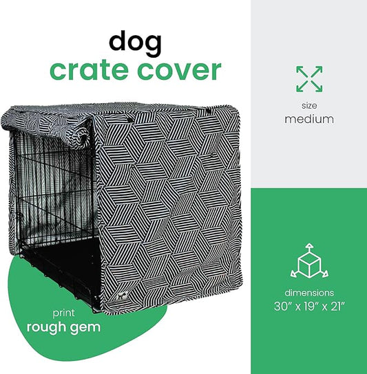 Molly Mutt Rough Gem Dog Crate Cover, 100% Cotton Canvas Cover with 2 Roll-Up Panels, Ideal for Dog or Cat Crate, Durable, Washable, and Free of Harmful Chemicals, 30" x 19" x 21"