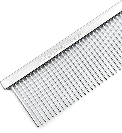 Chris Christensen 9in Coarse Poodle Butter Comb, Groom Like a Professional, Rounded Corners Prevent Friction and Breakage, Solid Brass Spin with Steel Teeth, Chrome Finish