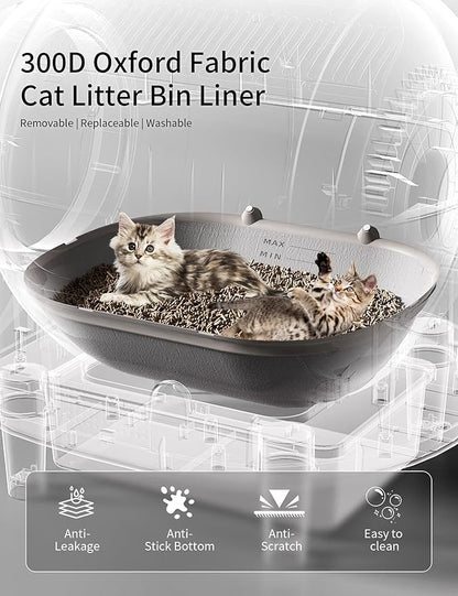 Automatic Cat Litter Box Self Cleaning with 10 Safety Radars,100L Smart Litter Box Used for 14 Days,Electric Litter Boxes with Stairs for Multiple Cats,APP-Control,Advanced Odor Control (Black)