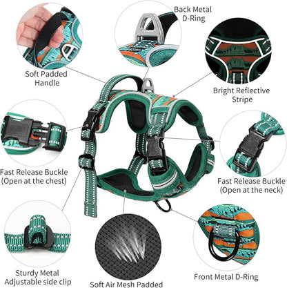 Timos No Pull Dog Harness,No Choke Front Clip Dog Reflective Harness,Adjustable Soft Padded Pet Vest with Easy Control Handle for X-Large Dogs,Wilderness,XL