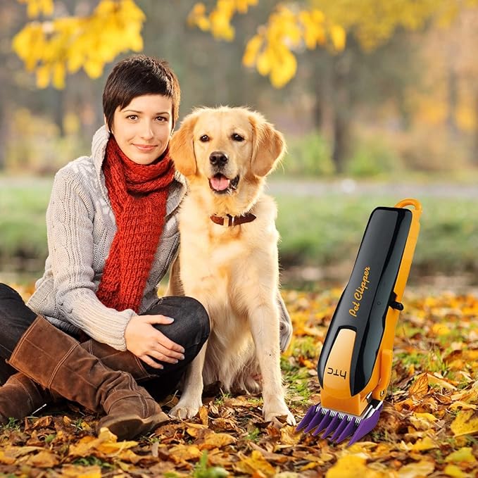 Dog Clippers for Grooming Carbon Steel Blades Dog Grooming Kit Motor High-Power 7000rpm Professional Clippers for Thick Heavy Rechargeable Cordless Shaver Shears