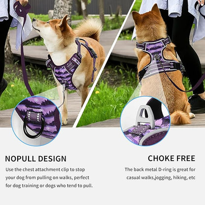 Timos Dog Harness,No-Pull Pet Harness Adjustable Soft Padded Dog Vest,Reflective No-Choke Pet Oxford Vest with Easy Control Handle for Large Dogs,Moon Night,L