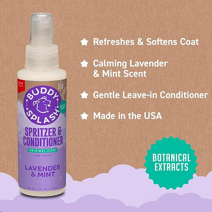 Buddy Splash Spritzer & Conditioner for Dog Grooming, Lavender & Mint, 4 Oz. Bottle