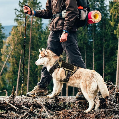 WINGOIN Tactical Dog Harness for Large Dogs, Heavy Duty No Pull Dog Harness with Handle, Adjustable Reflective Military K9 German Shepherd Big Size Dog Vest for Walking, Hunting, Camo (L)