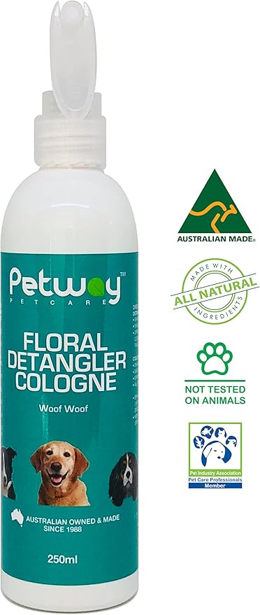 Petcare Floral Detangler Cologne for Dogs, Detangling and Dematting Spray with Deodorizing Qualities for Added Shine and Luster to The Coat, Dog Grooming Detangler Conditioner Spray, 250ml