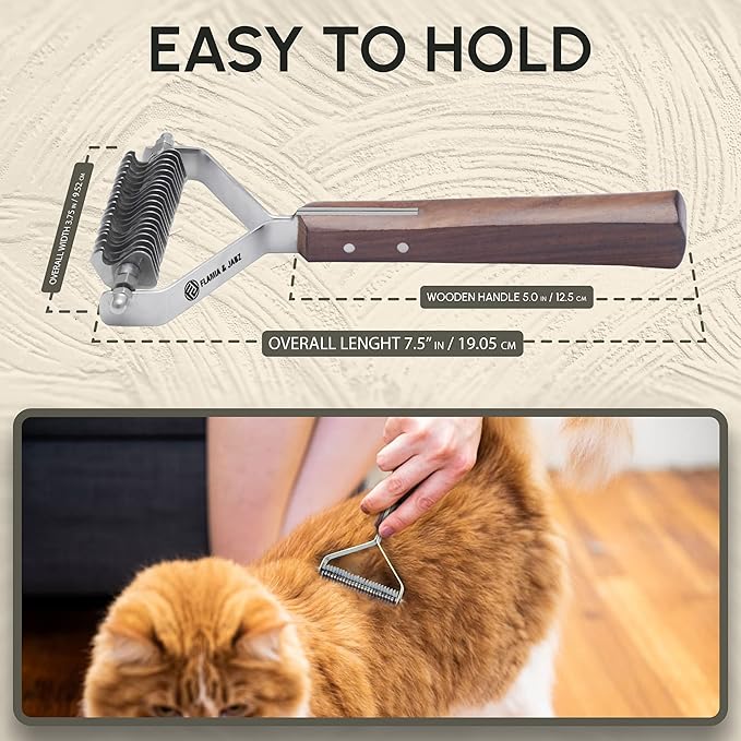 Flamia & Jabz Undercoat Rake for Dogs & Cats, Dematting Grooming Stripper Tool (20 Blades)