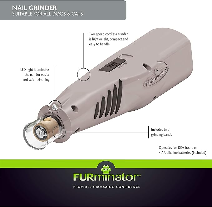 Furminator Nail Grinder Professional Grooming Tool for Pets, 8" L,Gray