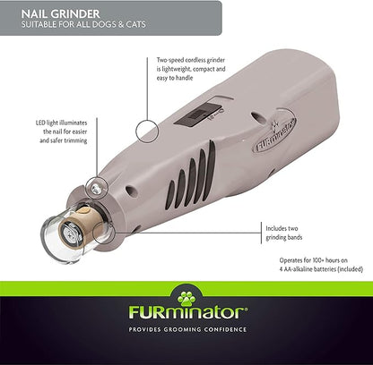 Furminator Nail Grinder Professional Grooming Tool for Pets, 8" L,Gray