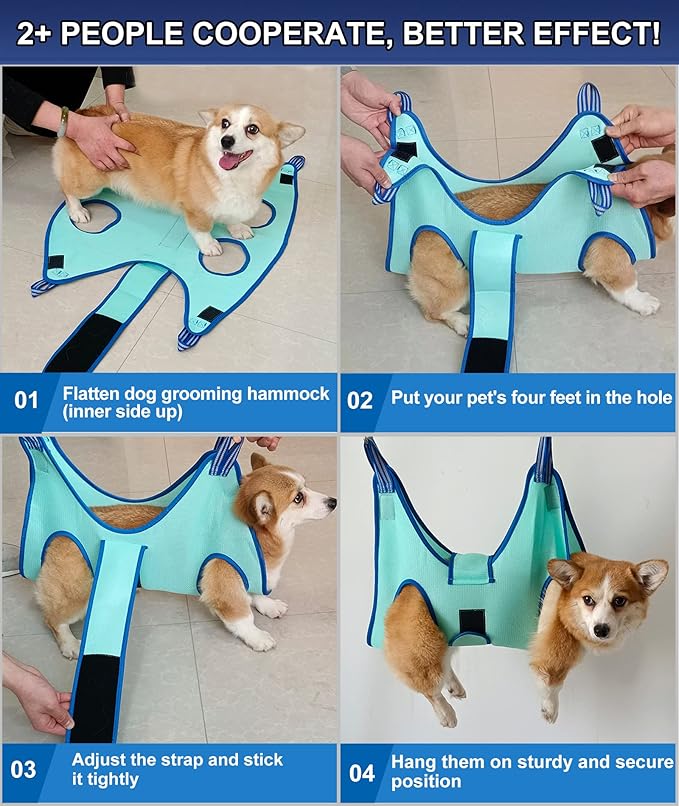 Dog Grooming Hammock, 2023 New Edition Medium Dog Hanging Harness Holder for Nail Clipping, Dog NailTrimming Cutting Hammock, Dog Grooming Sling Restraint Bag with Wide Strap Sewed