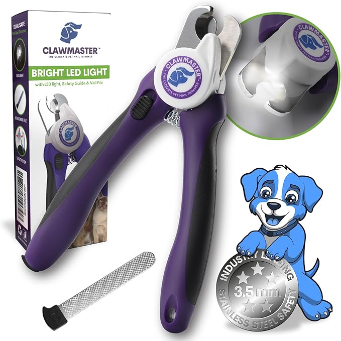 LED Pet Nail Clippers – Illuminated Dog & Cat Claw Trimmer with 3.5mm Stainless Steel Blade, Safety Guard & Built-in Light for Safe, Easy Grooming