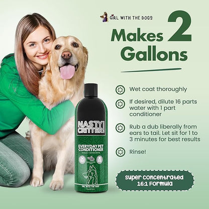 Nasty Critter! by Girl With The Dogs - Everyday Deep Cleaning Dog Conditioner, 16 Oz, Made in USA 8 Wks+