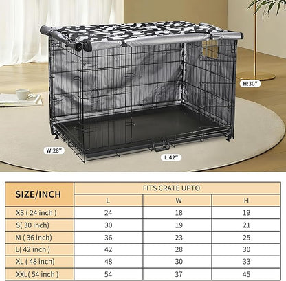 kefit Dog Crate Cover 42 inch, Kennel Cover Fit for Dog Crate, Black/Paw