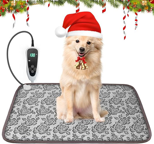 Dog Heating Pad for Dogs 28x18in Waterproof Pet Heating Pad Smart Thermostat Switch, Whelping Supplies Heated Dog Bed，Adding Wire Rope Wires Puppy Heating Pad Mat-Rose