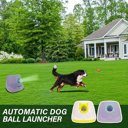 Dog Ball Throwing Machine Automatic for Small to Medium Sized Dogs, Dog Interactive Toy Pet Ball Launcher with Balls (Purple with Remote Control)
