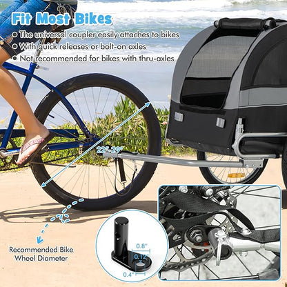 PETSITE Dog Bike Trailer, Dog Cart for Bicycle with 3 Breathable Mesh Entrances, Safety Flage, Easy Folding Pet Carrier with Quick Release Wheels, Pet Bike Trailer for Small & Medium Sized Dogs