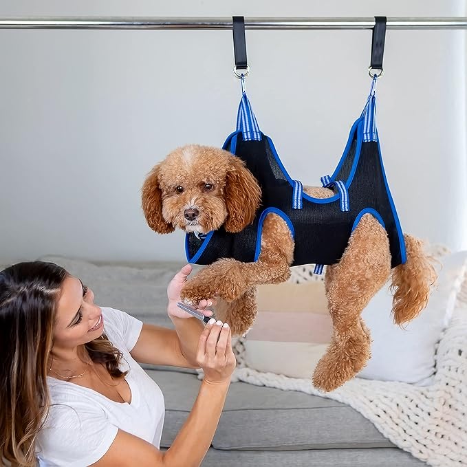 Cat & Dog Grooming Hammock - DIY Pet Grooming Kit With Sling, Nail File, Comb, and Trimmers - Small to Large Pets