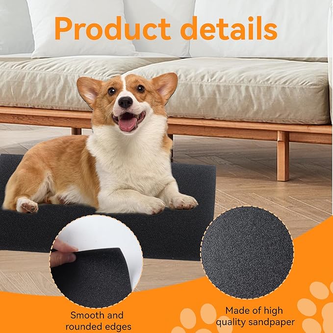 Klmnop 12 Pcs Self-Adhesive Dog Nail Scratch Replacement Pad, Sandpaper Board with Sticky for Dog Cat Nail Care, Trim, File Claw Care(11×9 Inch)