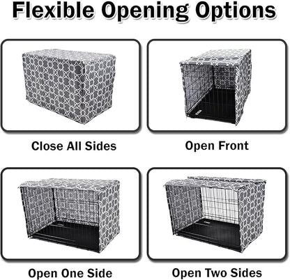 Dog Crate Cover 48 Inch | Pet Kennel Cover Fits Most Standard 1 to 3-Door Wire Dog Crates | Liquid Repel, Wrinkle Less, Machine Wash & Dry | Stylish Fabric Pattern for Home Decor