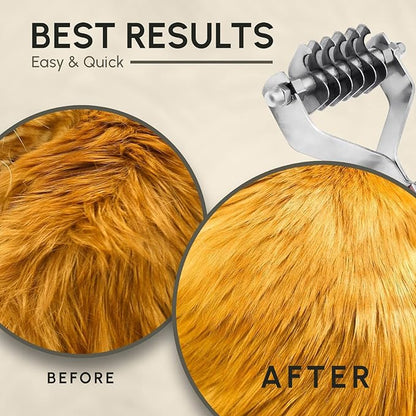 Flamia & Jabz Undercoat Rake for Dogs & Cats, Dematting Grooming Stripper Tool (6 Blades)