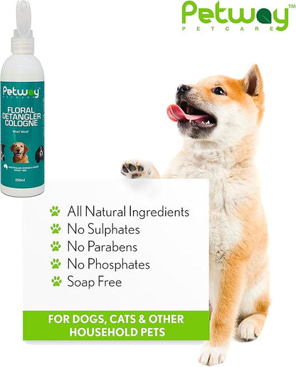 Petcare Floral Detangler Cologne for Dogs, Detangling and Dematting Spray with Deodorizing Qualities for Added Shine and Luster to The Coat, Dog Grooming Detangler Conditioner Spray, 250ml