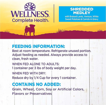 Wellness Petite Entrées Shredded Medley With Braised Lamb, Venison, White Sweet Potatoes & Carrots, 3 Ounce (Pack of 12)