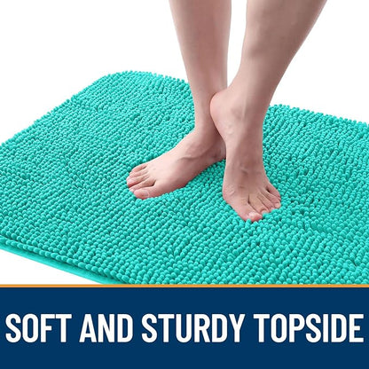 OLANLY Dog Door Mat for Muddy Paws 30x20, Absorbs Moisture and Dirt, Absorbent Non-Slip Washable Mat, Quick Dry Chenille, Mud Mat for Dogs, Entry Indoor Door Mat for Inside Floor, Teal