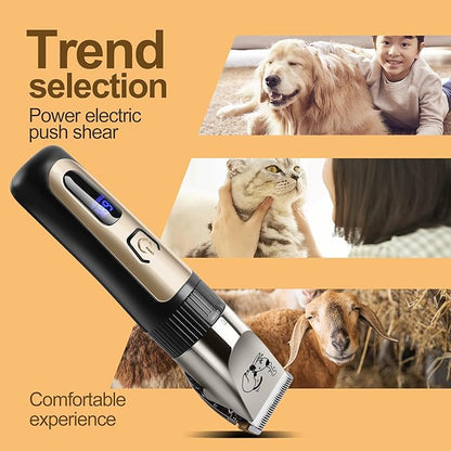Dog Grooming Clipper Kit, Cordless Low Noise Rechargeable Electric Trimmer With Adjustable Comb & Detachable Blades, Suitable for Dogs, Cats, Pets