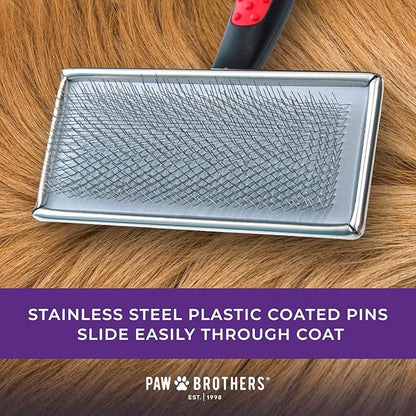 Ryan's Pet Supplies Paw Brothers Flat Slicker Brush for Dogs, Professional Grade, Coated Tips, Gentle on Skin, Maximum Coverage, Large 4.5" x 2"