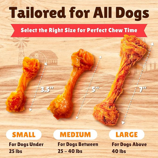 Gootoe Turkey Tendon Dog Treats, Bone (L) 3.53 oz, 100% USA Sourced Turkey, Natural Snack, Premium Puppy Chews, Hypoallergenic, Reseal Value Bags, Size for Large Dogs