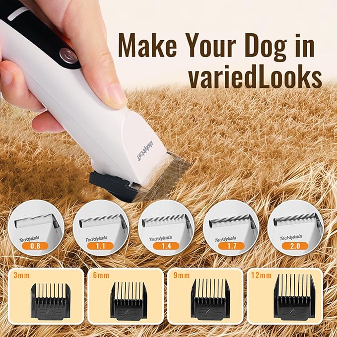 Dog Clippers 33 Tooth Blade, Low Noise and 2200mAh Rechargeable Dog Hair Clipper,Adopting Sheep Shears Standards Professional Pet Hair Clipper for Dogs Cats Animals(Black)